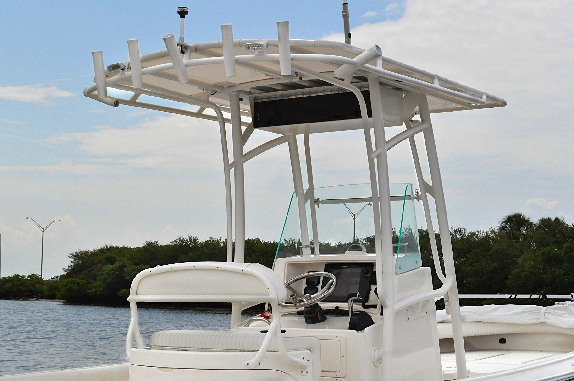 Sheaffer Marine Boat T-top on a S240 Tampa's #1 Boat Builder